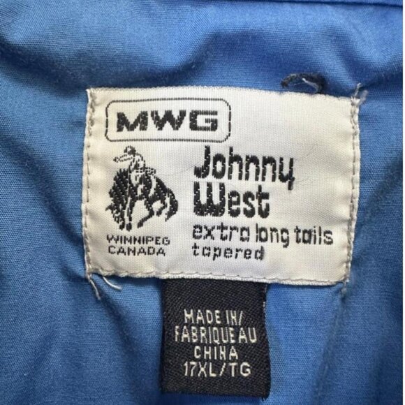 Classic 90s Johnny West western shirt in bold blue with black yoke - Picture 3 of 8